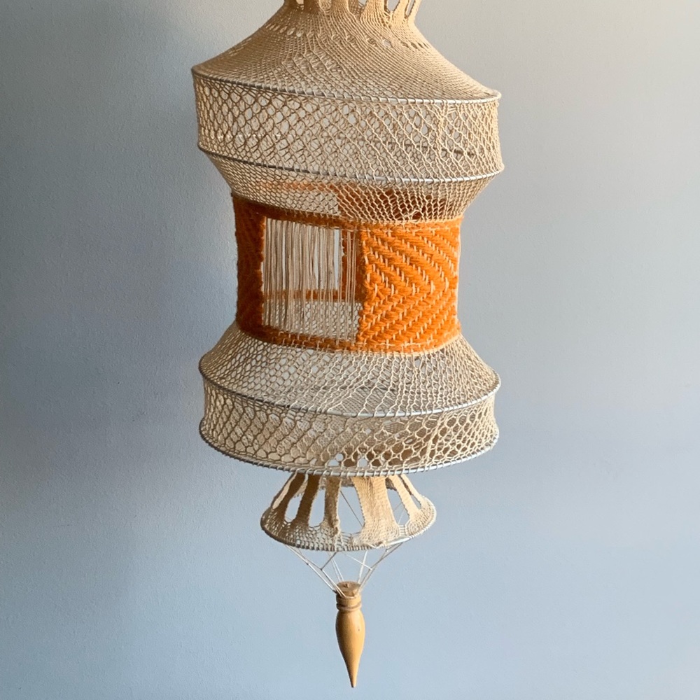 Lantern-style, decorative hanging weave